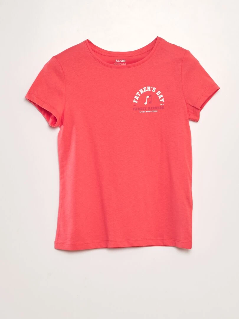 T shirt en coton impirmé Rose