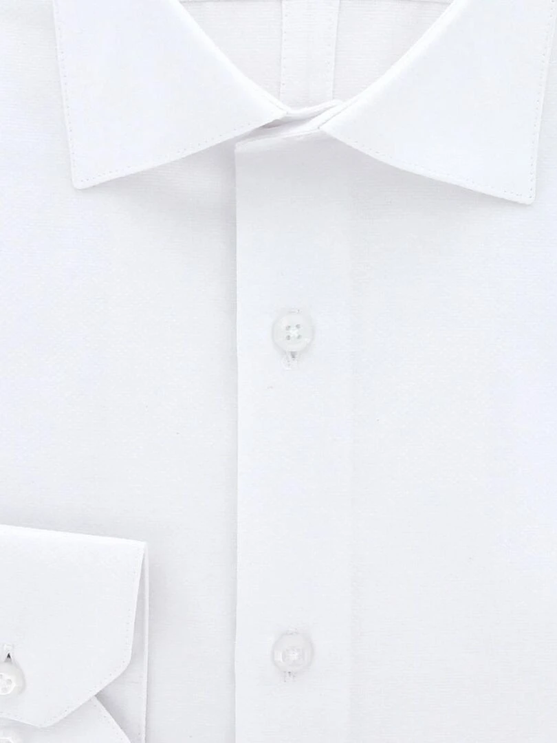 Chemise cintrée tissu armuré POINT   Blanc