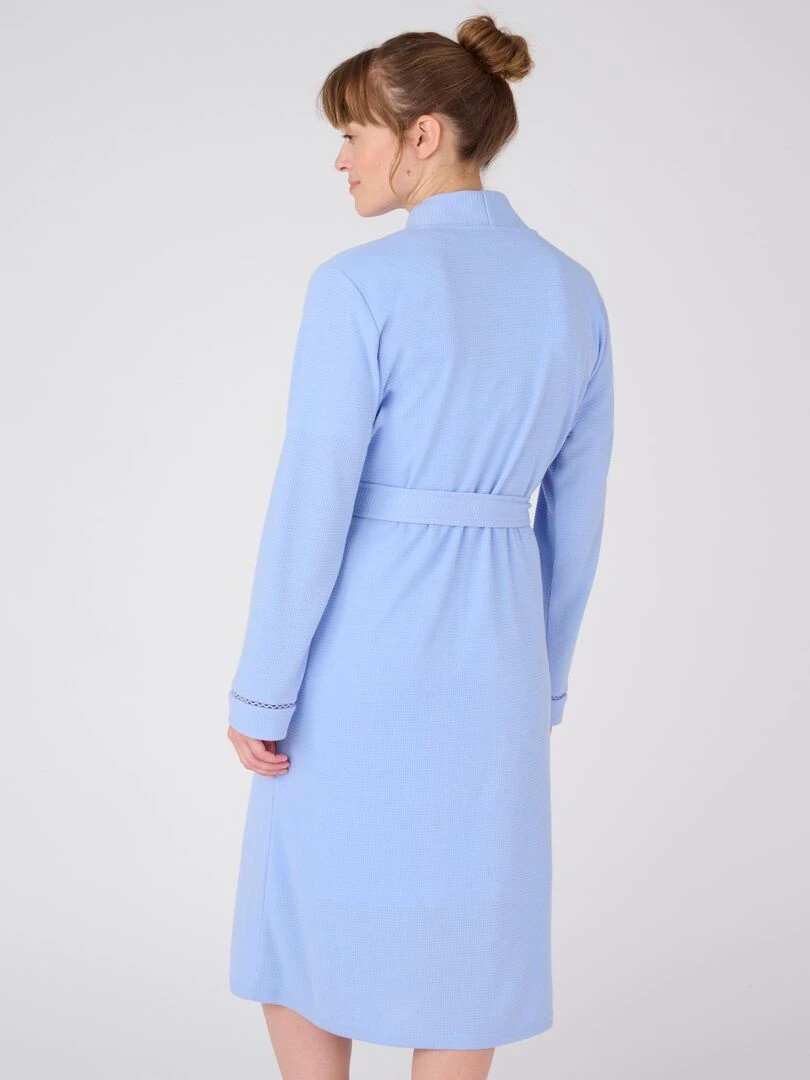 Robe de chambre maille fantaisie gaufrée   Damart   Bleu azur
