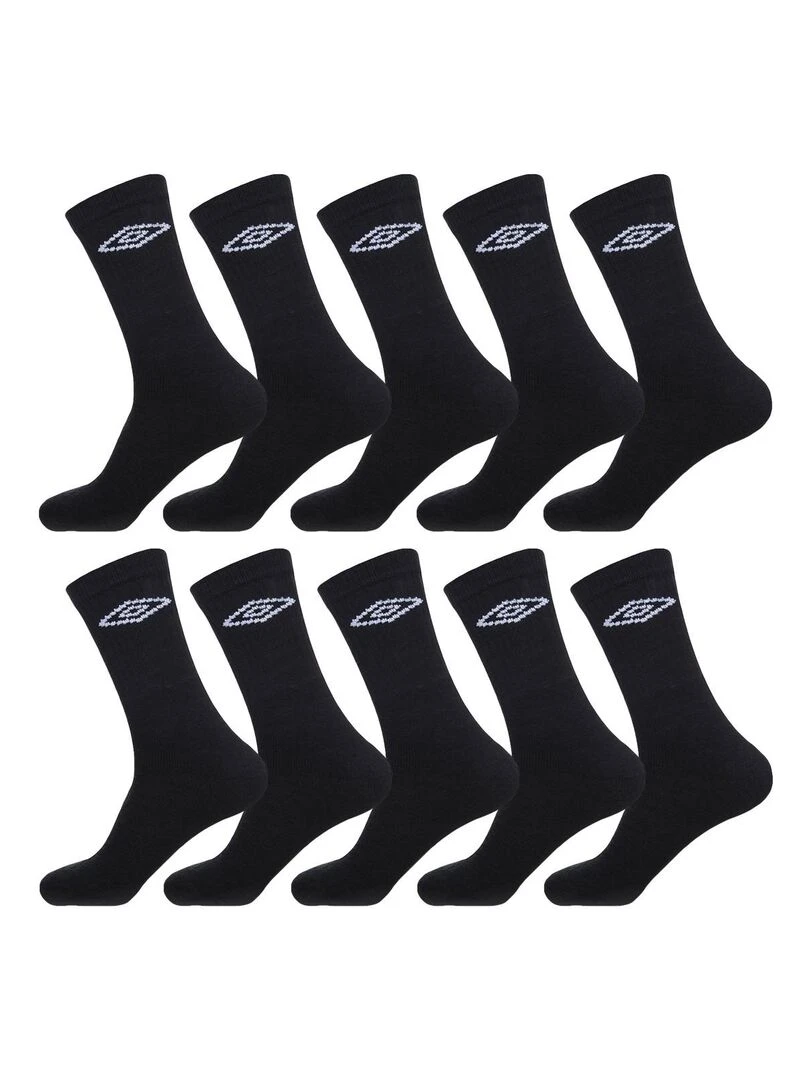 Lot de 10 Paires de Chaussettes Tennis homme Umbro Noir