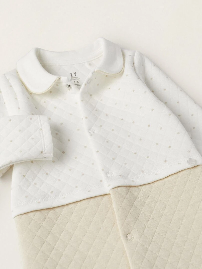 Grenouillère avec pieds rembourrés pour nouveau né manches longues EARLY BLOOM   Blanc