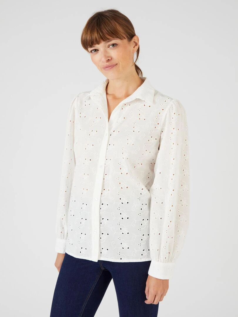 Chemisier broderie anglaise   Damart   Blanc cassé