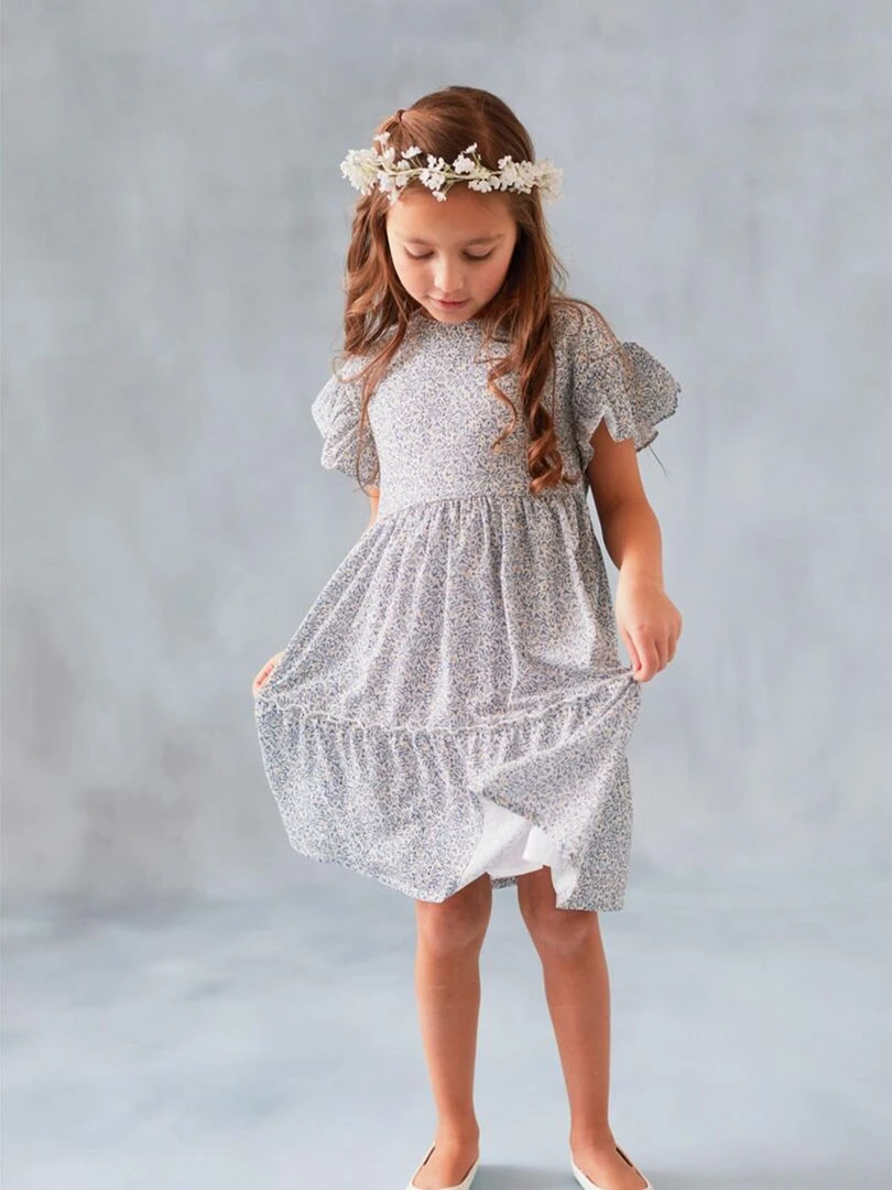 Robe manches courtes à volants   Noukie's   Bleu