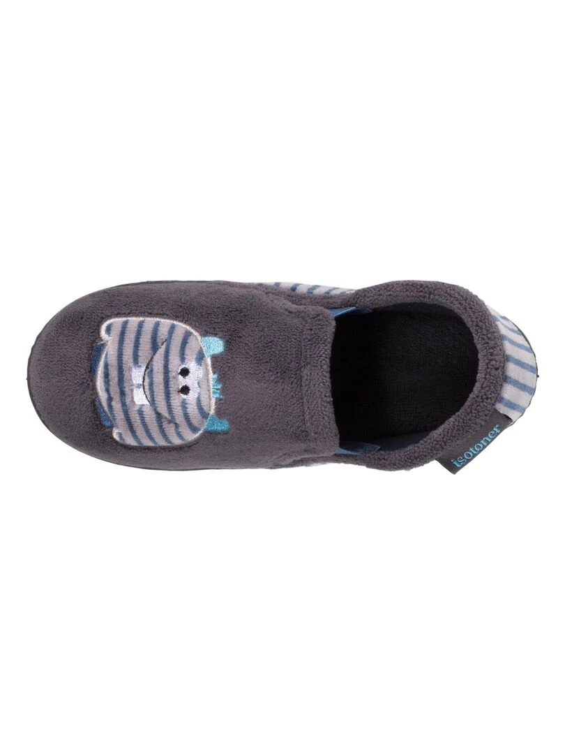 Chaussons mocassins Enfant Monstre rayé Gris