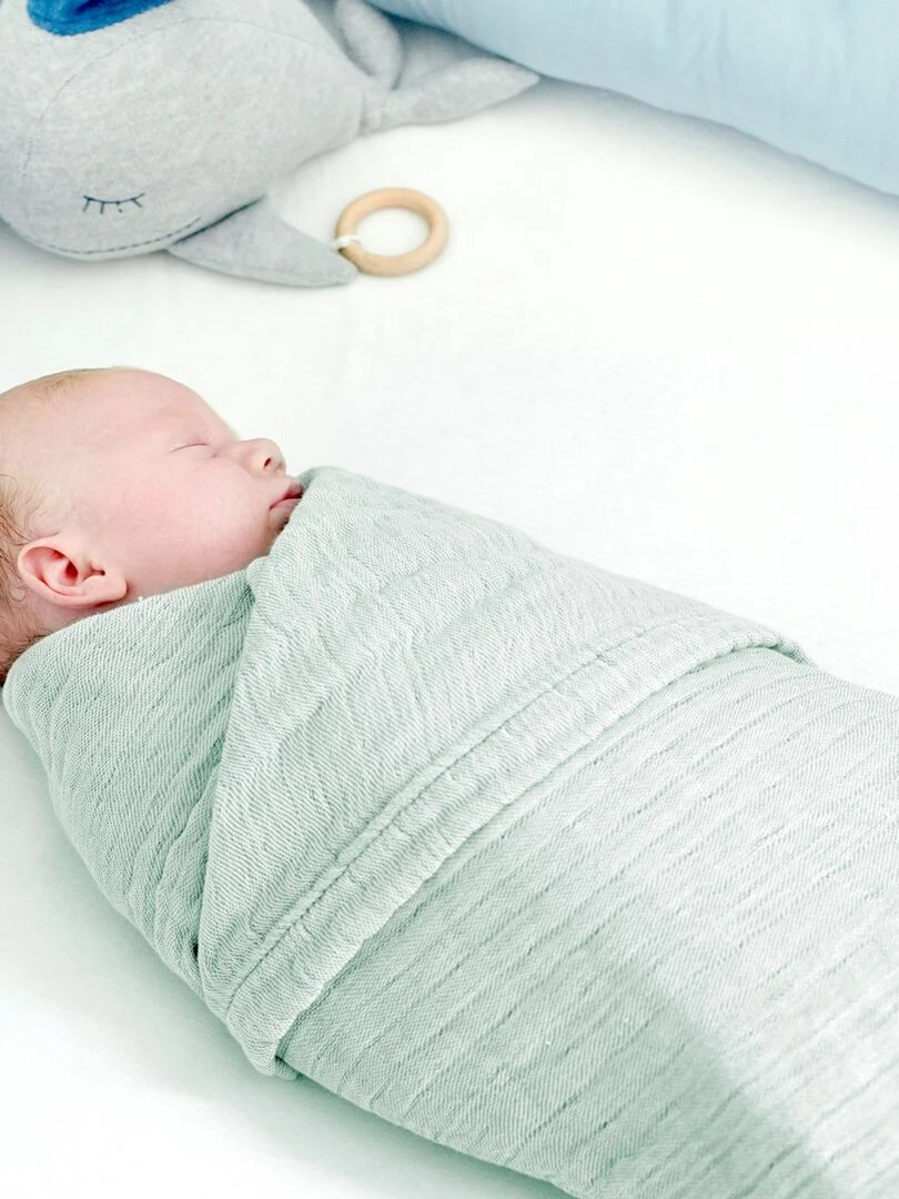Couverture mousseline bebe en coton 80 x 80 cm   Vert