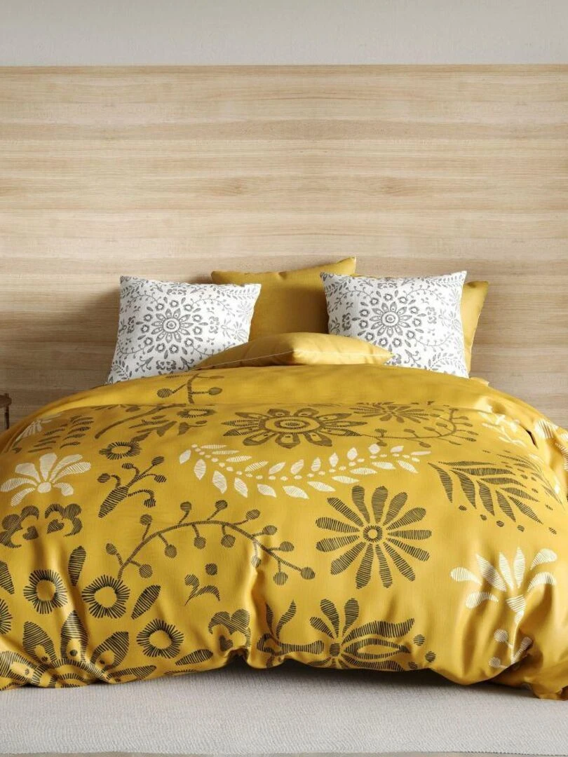 Parure de lit housse de couette avec taies d'oreiller 100% Coton 47 fils Babouchka   Multicolore