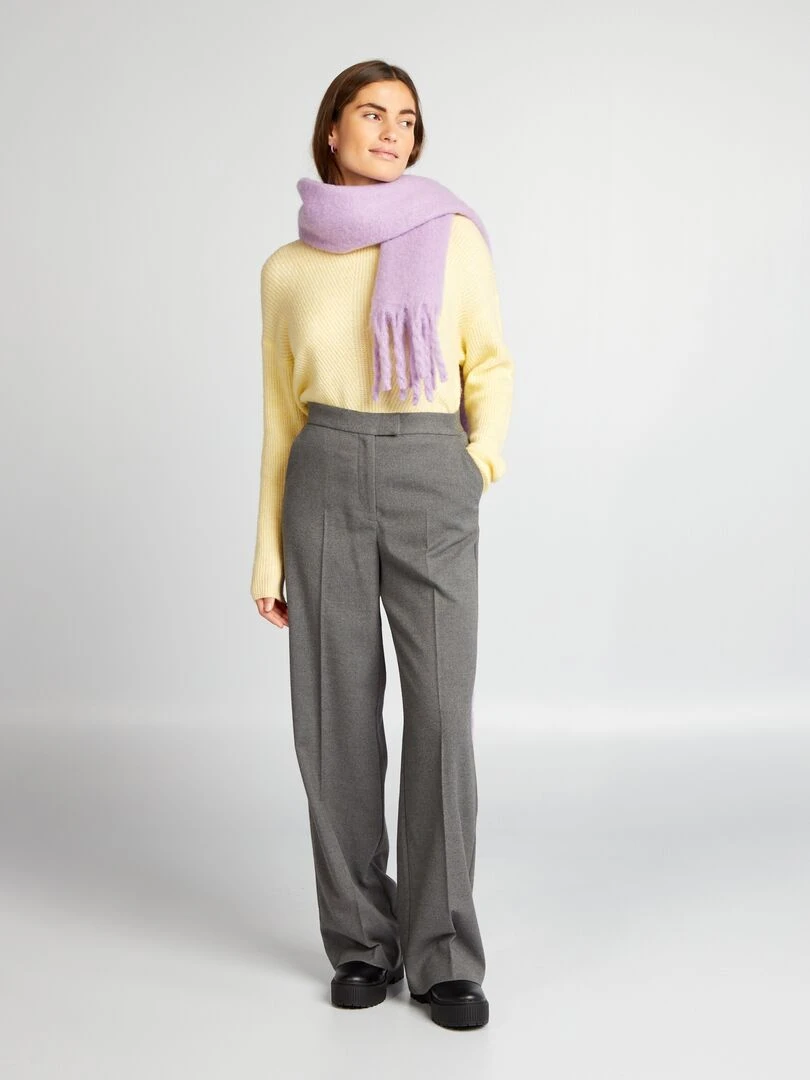 Pull en maille côtelée douce Jaune