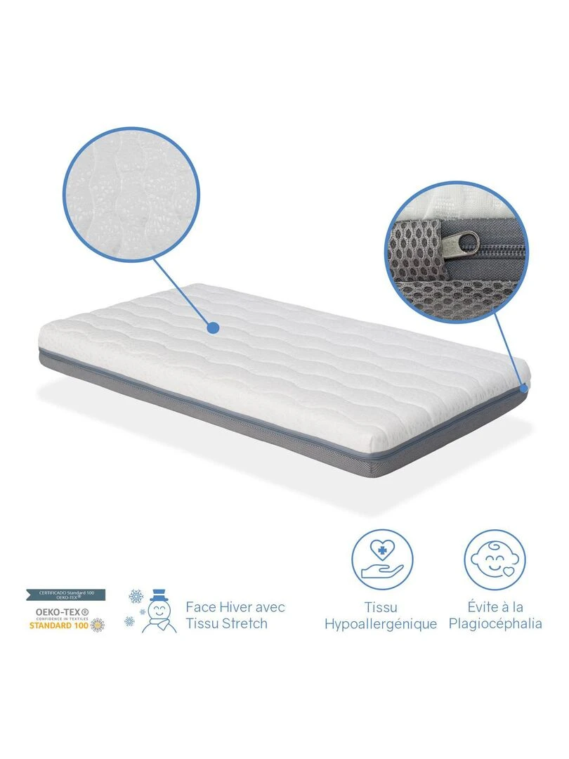 Pack Matelas bebe BABY BORN H11 cm + plan incliné 15º   Blanc Gris