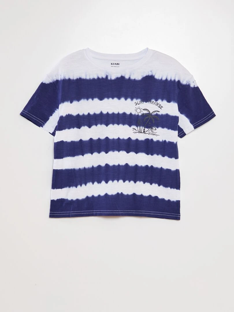 T shirt tye and dye animé Bleu
