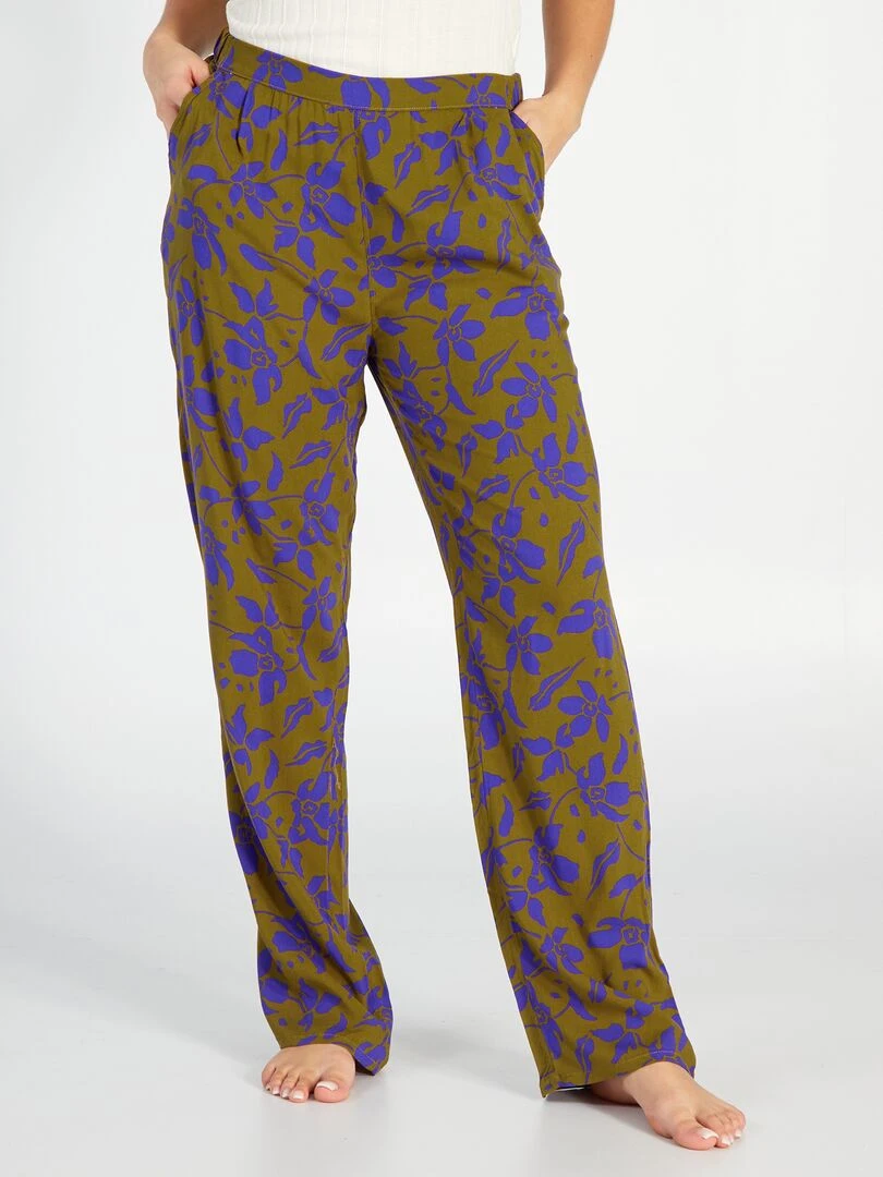 Pantalon de pyjama large imprimé Kaki/violet