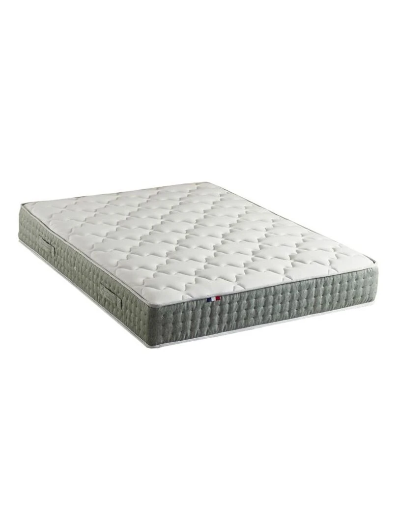 Matelas Ressort 7 zones Face Hiver/Eté différente HYGGE Fabriqué en France Blanc Vert