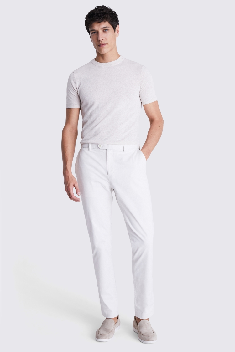 Tailored Fit Off White Stretch Chinos    Buy Online at Moss