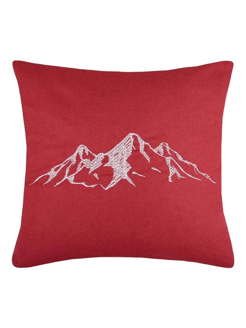 Coussin brodé montagne Rouge
