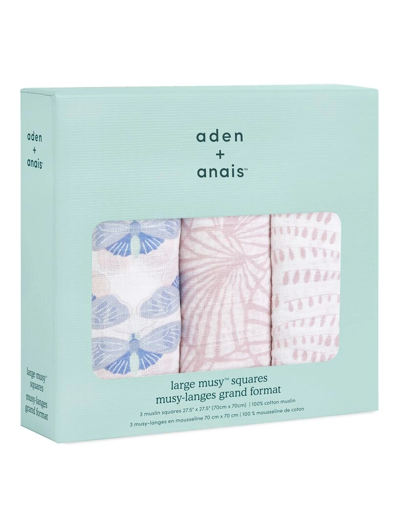 Lot de 3 langes Musy en coton Deco dream (70 x 70 cm) Rose