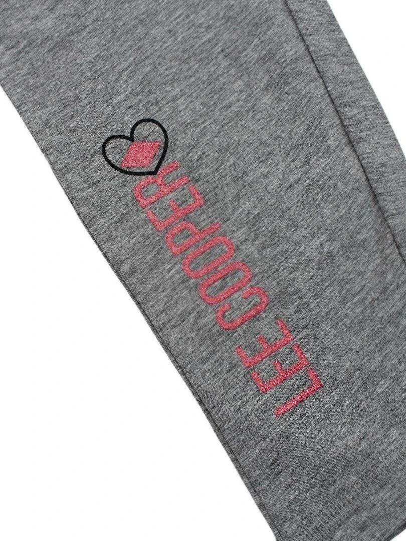 Lee Cooper   Legging fille imprimé logo en coton   Gris