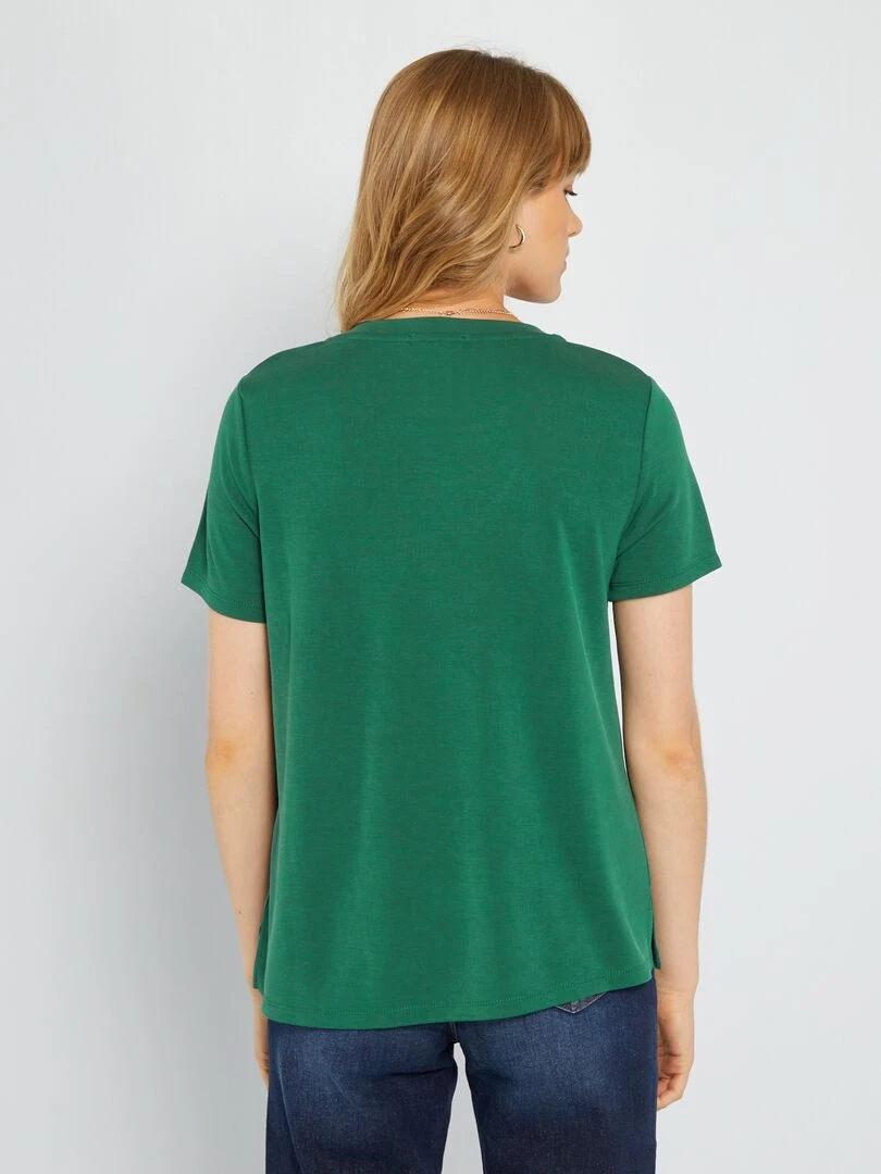 T shirt manches courtes matière douce   Vert