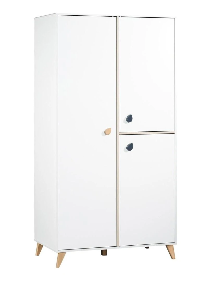 Armoire 3 portes bébé boutons goutte SAUTHON Blanc