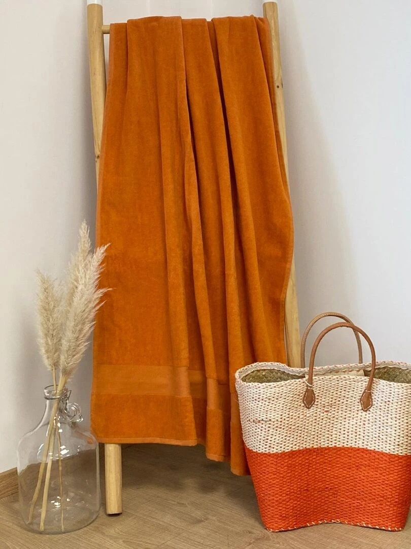 Serviette de bain éponge velours Classy Orange 90x180 500g/m² Orange