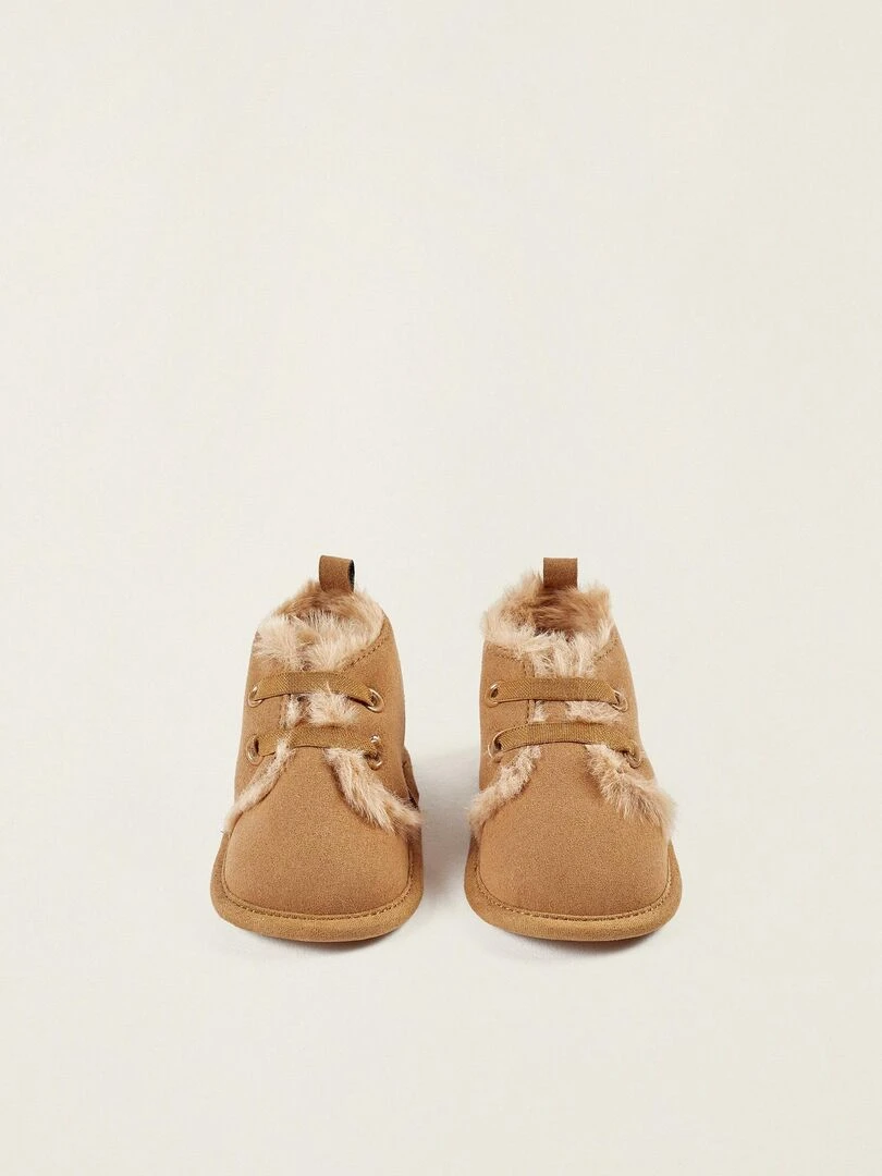 Bottes à doublure en fourrure pour nouveau né BALMORAL'S AFTERNOONS Beige foncé