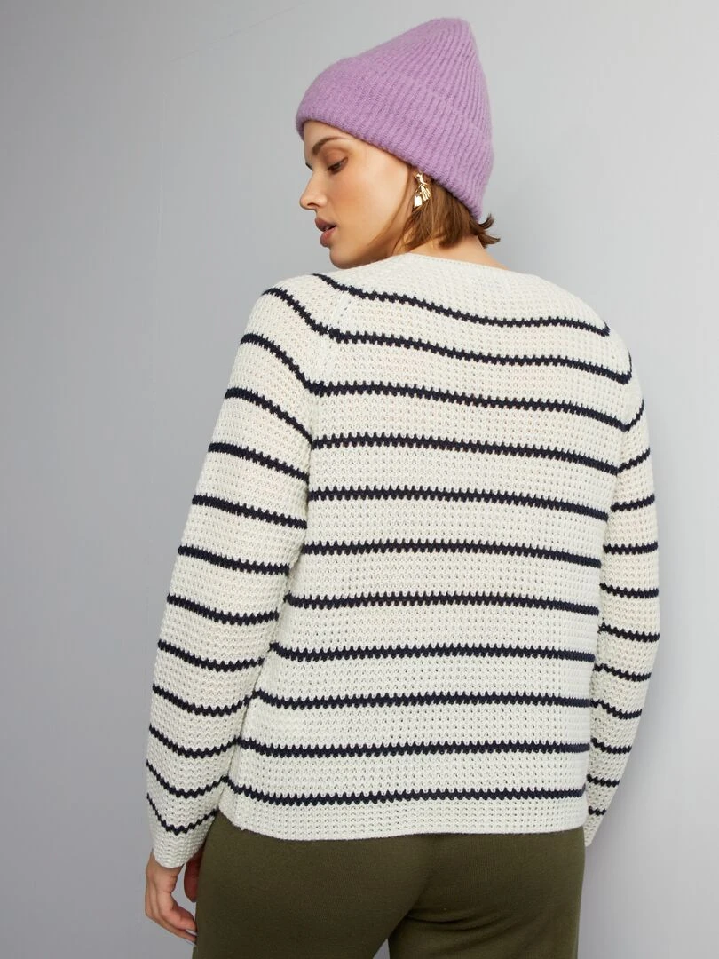 Pull 'JDY'   Blanc/marine