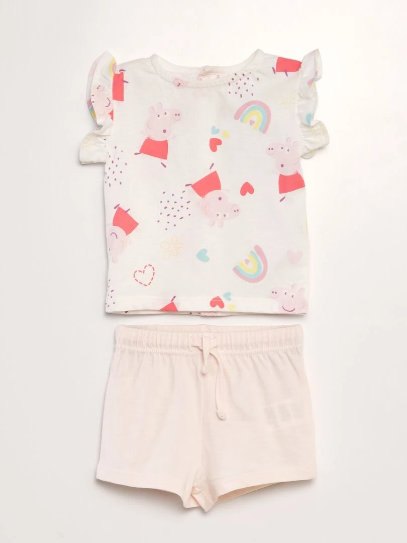 Ensemble tee shirt + short 'Peppa Pig' Blanc