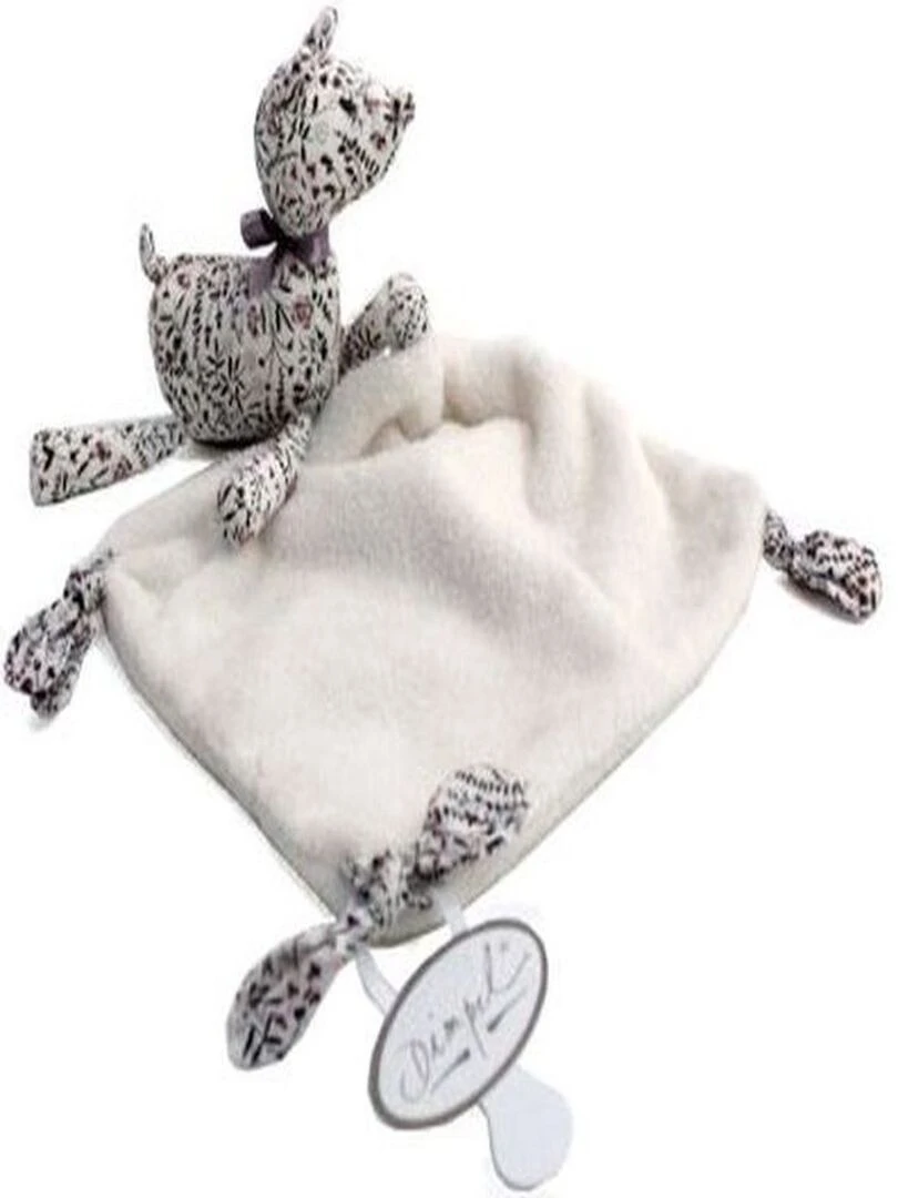 doudou Dimpel Cerf Blanc violet Deer Attache Tetine Blanc