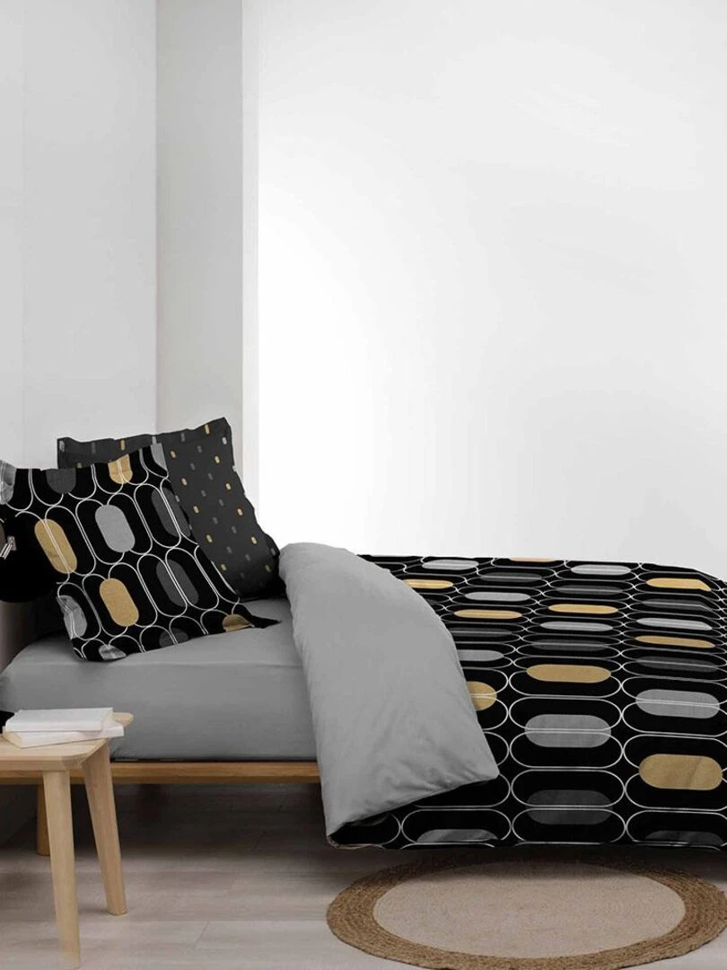 Housse de couette 240x220 + 2 taies Calidor coton 57 fils   Noir