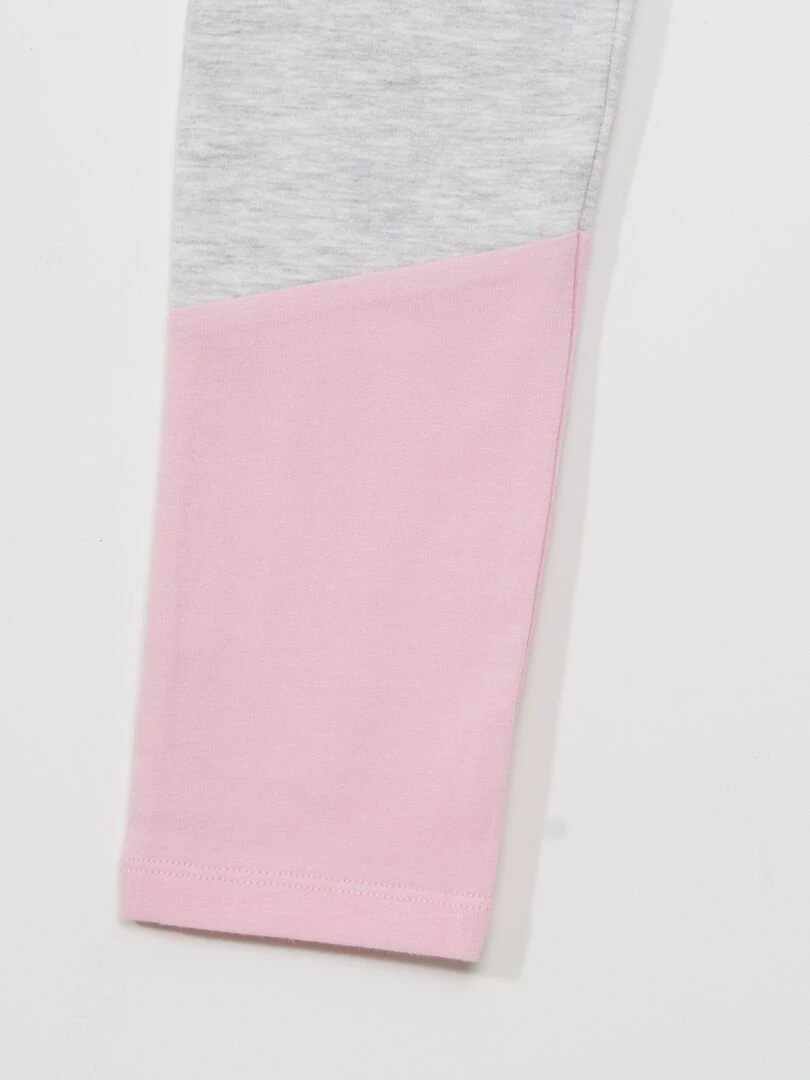 Legging en jersey avec bas contrastant Gris/rose