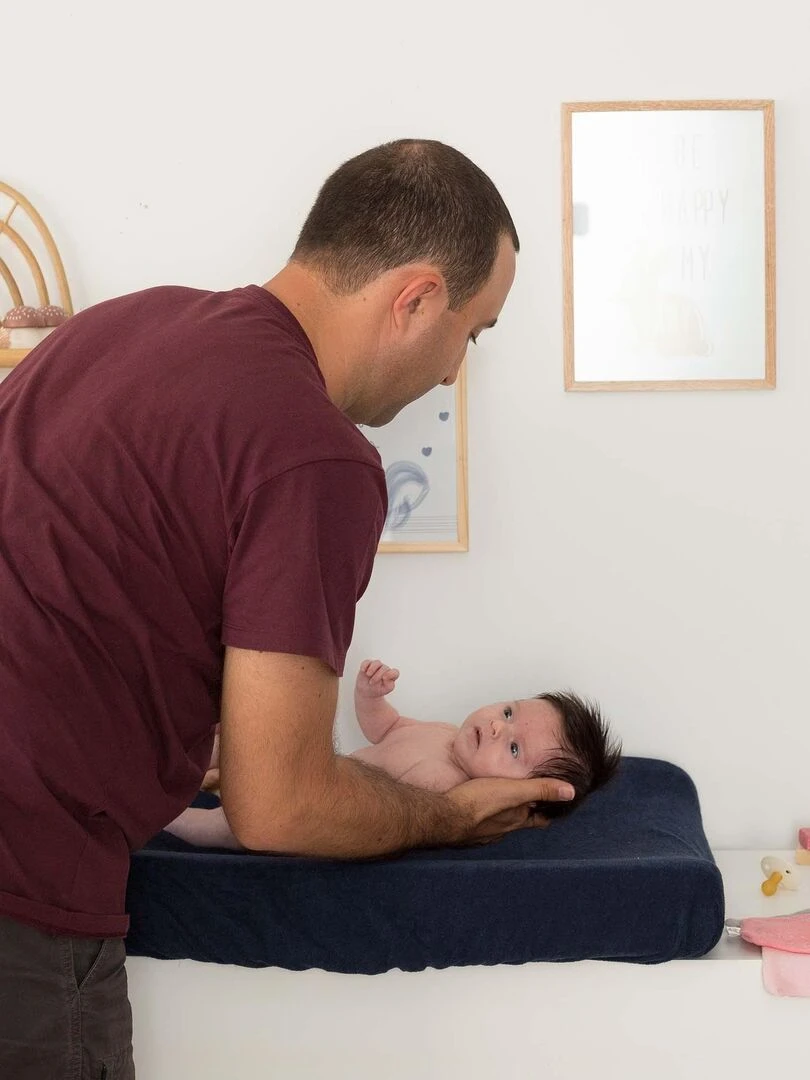 Housse de matelas à langer bébé Trois Kilos Sept Bleu marine