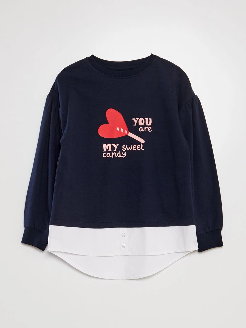 T shirt manches longues bouffantes Bleu
