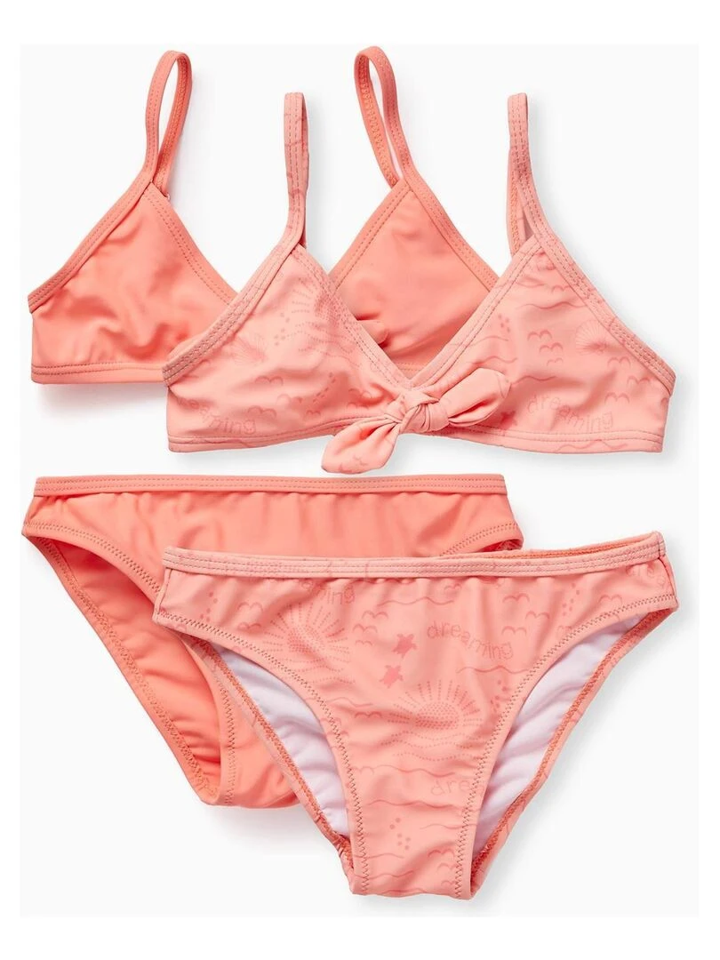 2 Maillots de bain pour Fille 'Soleil' EXPLORING AUSTRALIA Blanc Orange clair