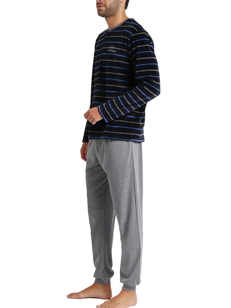 Pyjama pantalon et haut Velour Blues   Bleu marine