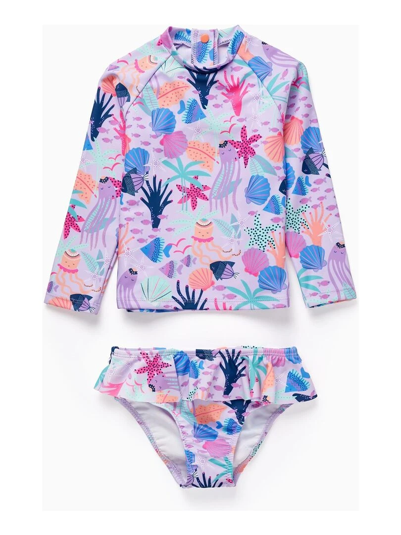 T Shirt + Culotte de Bain UPF80 pour Bébé Fille 'Océan' EXPLORING AUSTRALIA Mauve