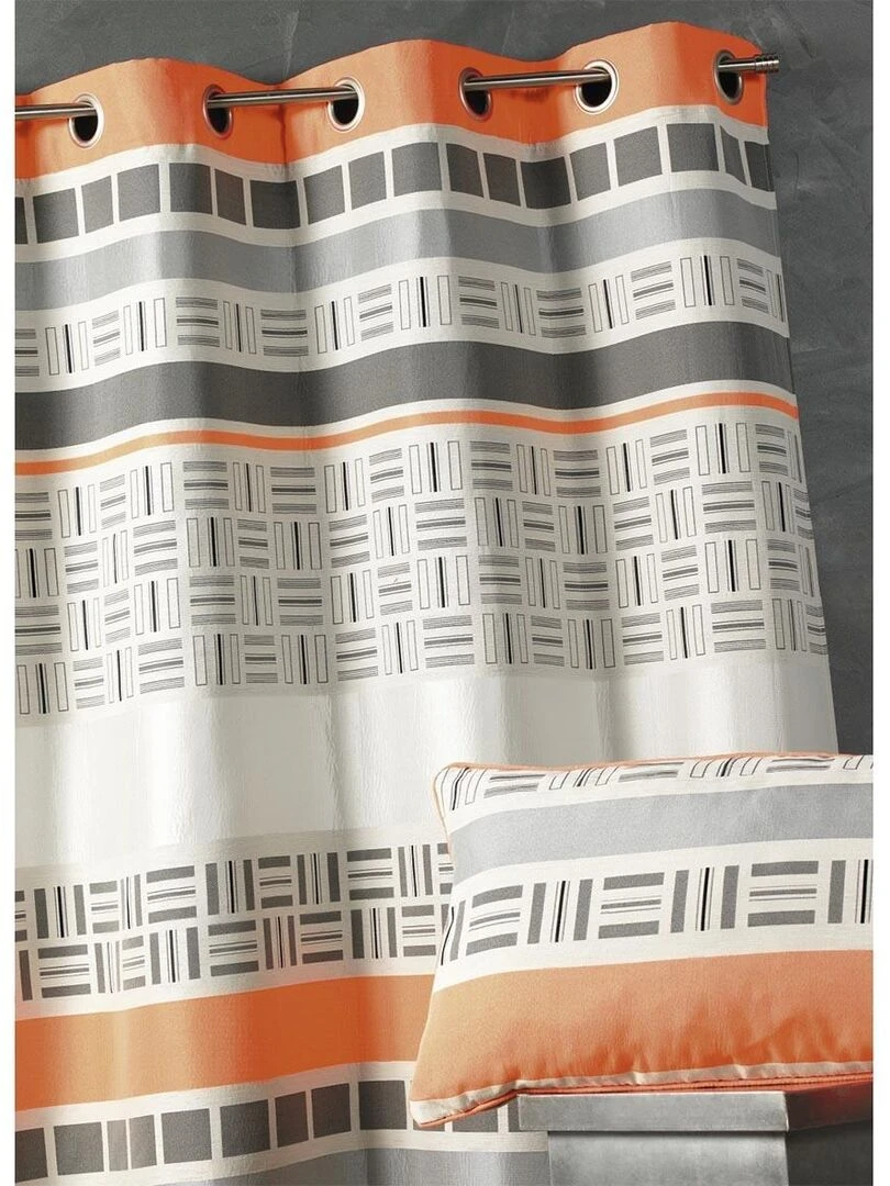 Rideau en jacquard design à rayures horizontales Orange