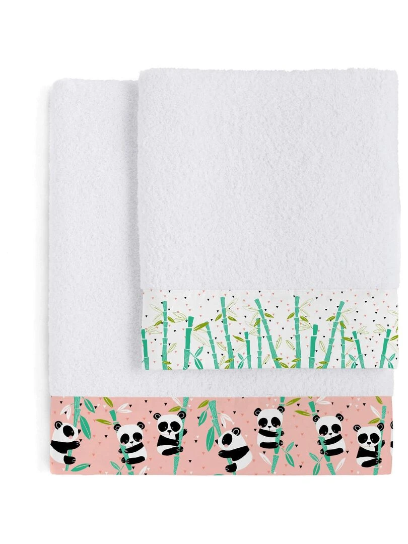 Lot de serviettes Panda garden "Happyfriday" Rose
