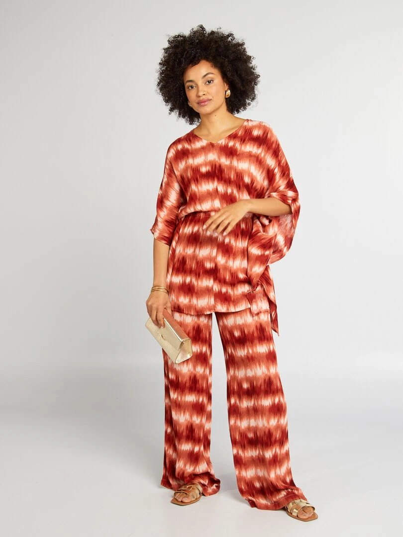Pantalon large en maille crêpe Orange