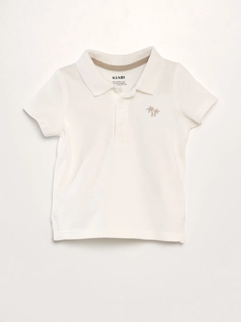 Polo en piqué de coton 'palmier' Blanc