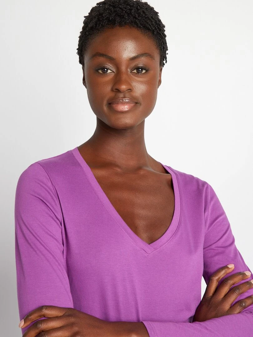 T shirt col V   Violet