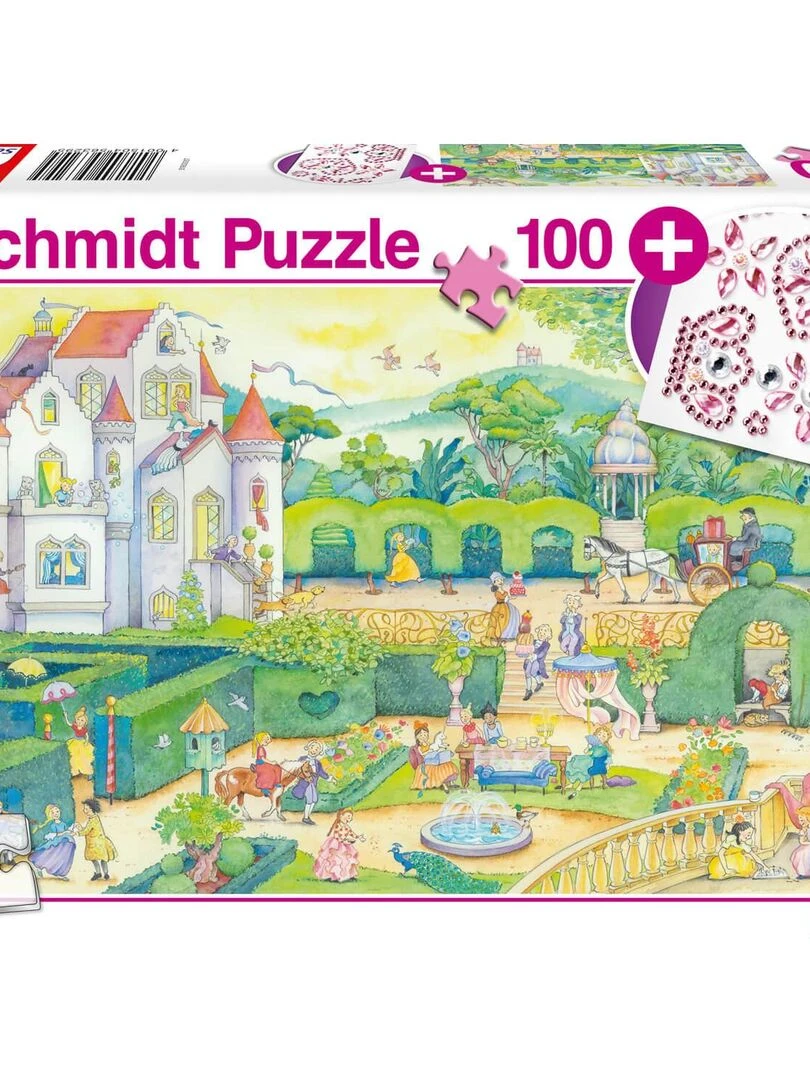 Puzzle 100 pièces : Chez les princesses de conte de fées avec stickers N/A