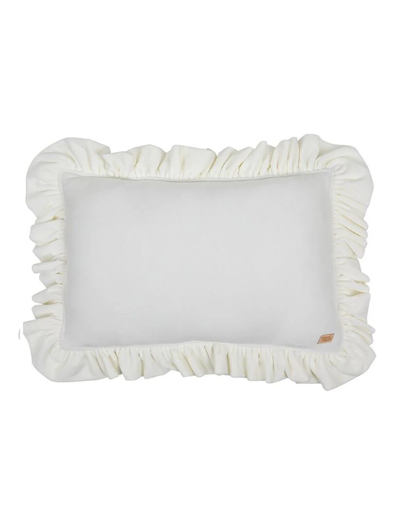 Coussin velours avec volant Blanc Blanc