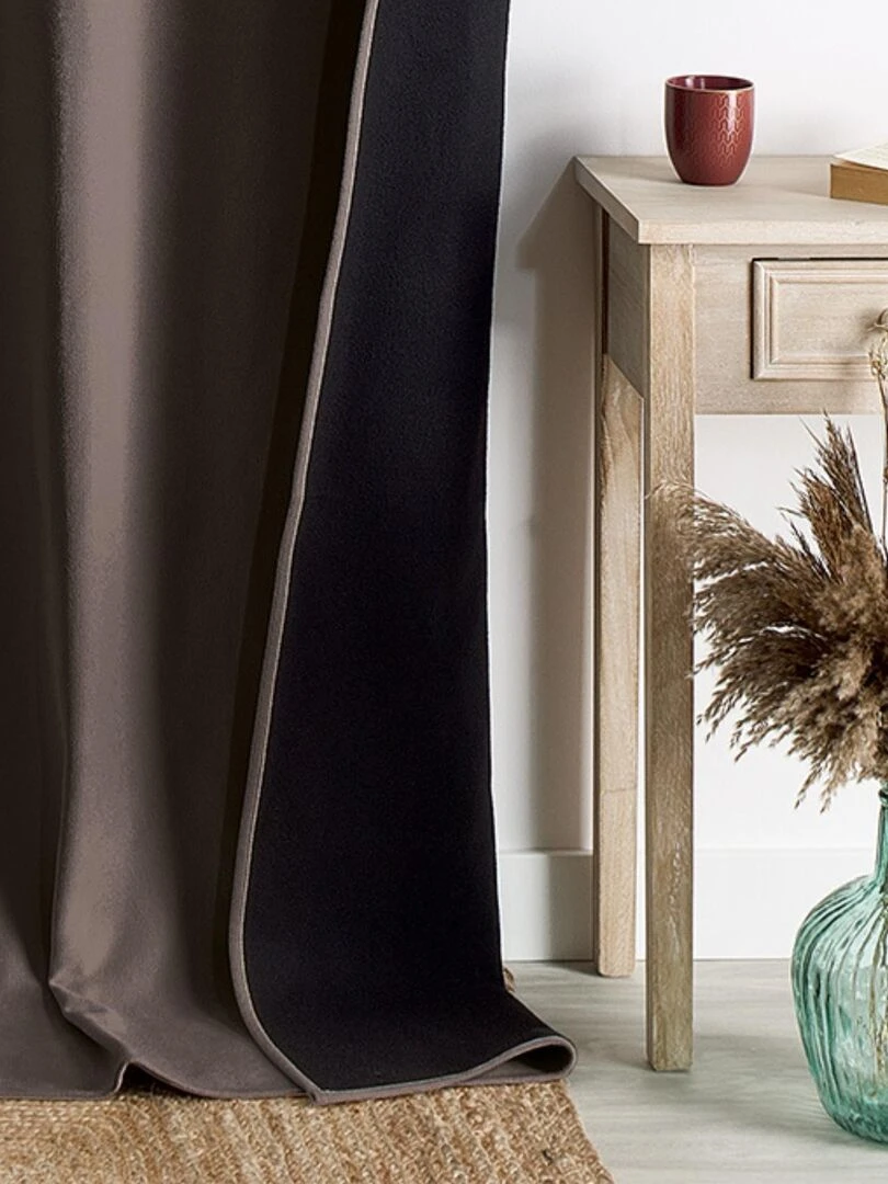 Rideau phonique et thermique à galons fronceurs KONFOR   Taupe