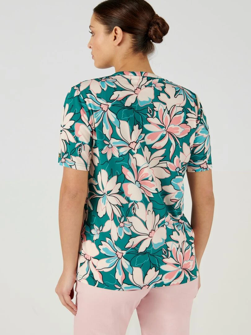 Tee shirt en crêpe imprimé.   Damart   Vert émeraude