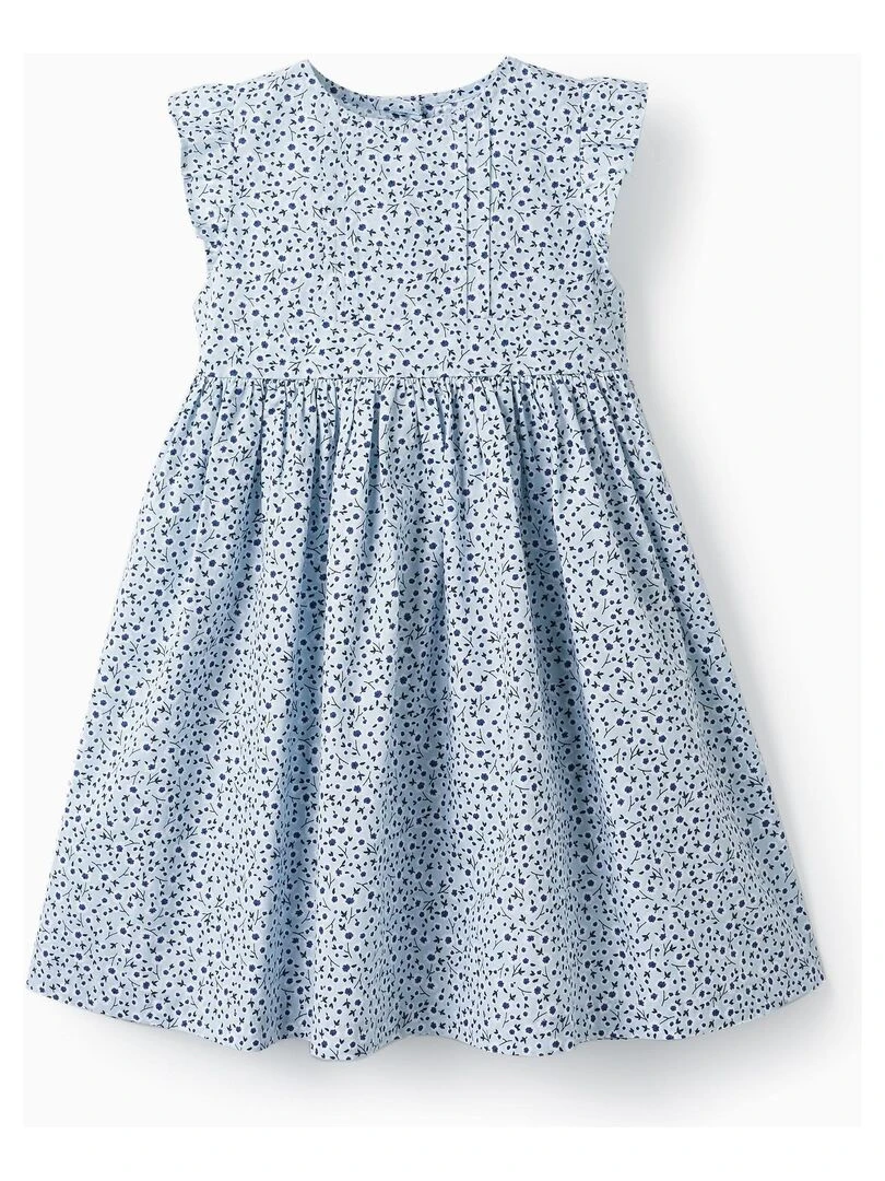 Robe Florale avec Volants pour Fille manches courtes CÉRÉMONIE Bleu clair