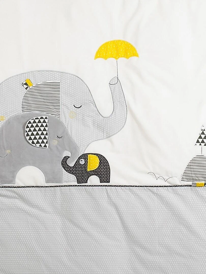 Housse de couette et taie en coton gris SAUTHON Gris