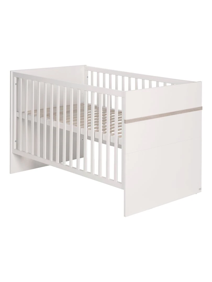 ROBA Lit bébé évolutif "Moritz" 70x140 Convertible Hauteur Réglable Blanc/Décor 'Luna elm' Blanc