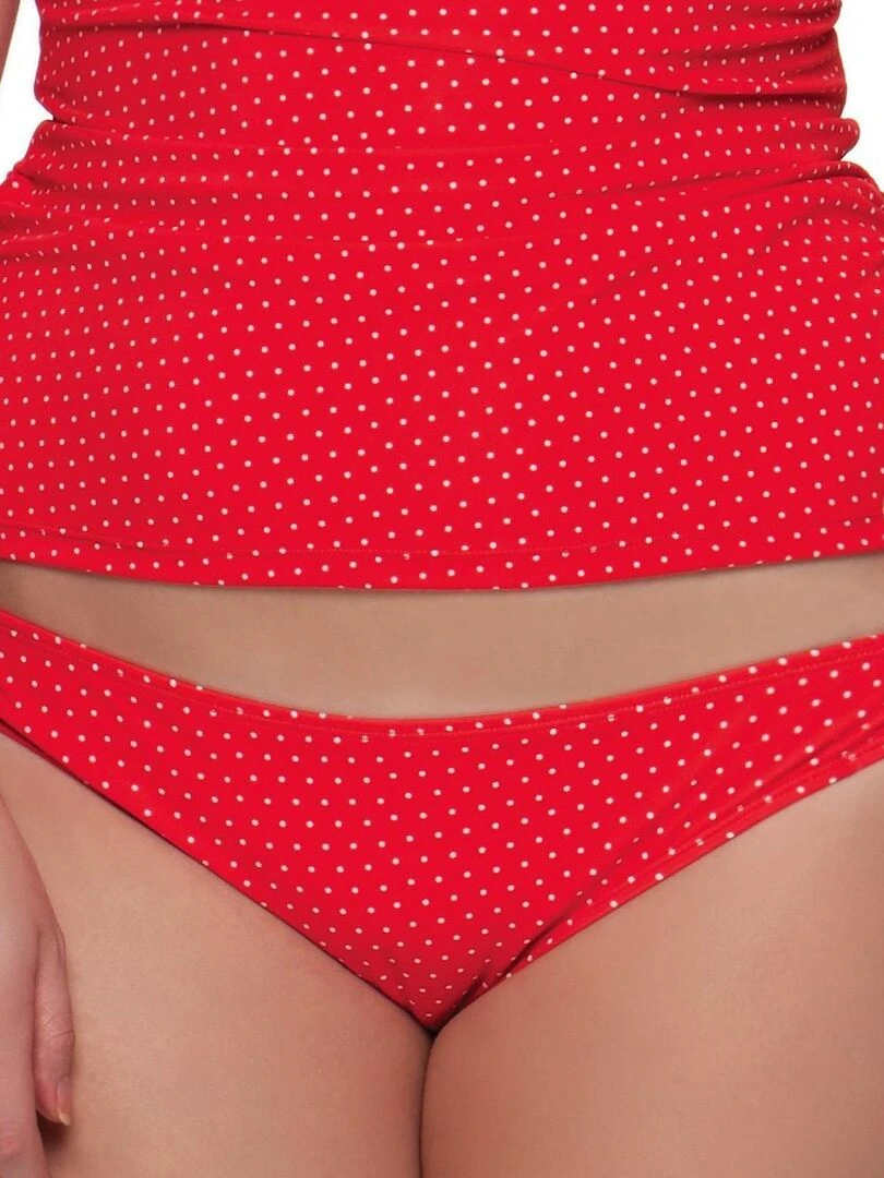 Culotte de bain à pois froncée dans le dos Plain Sailing Rouge