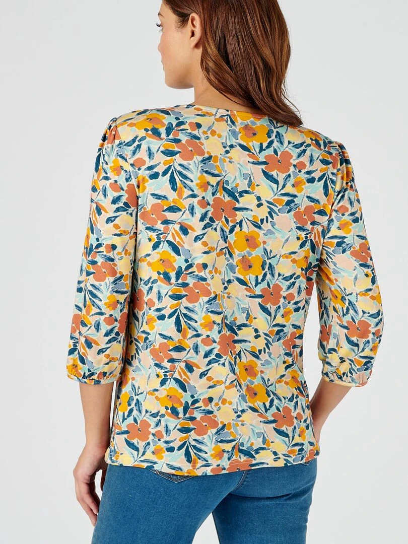Blouse fluide imprimée manches 3/4 Lenzing(TM) EcoVero(TM)   Damart   Orange