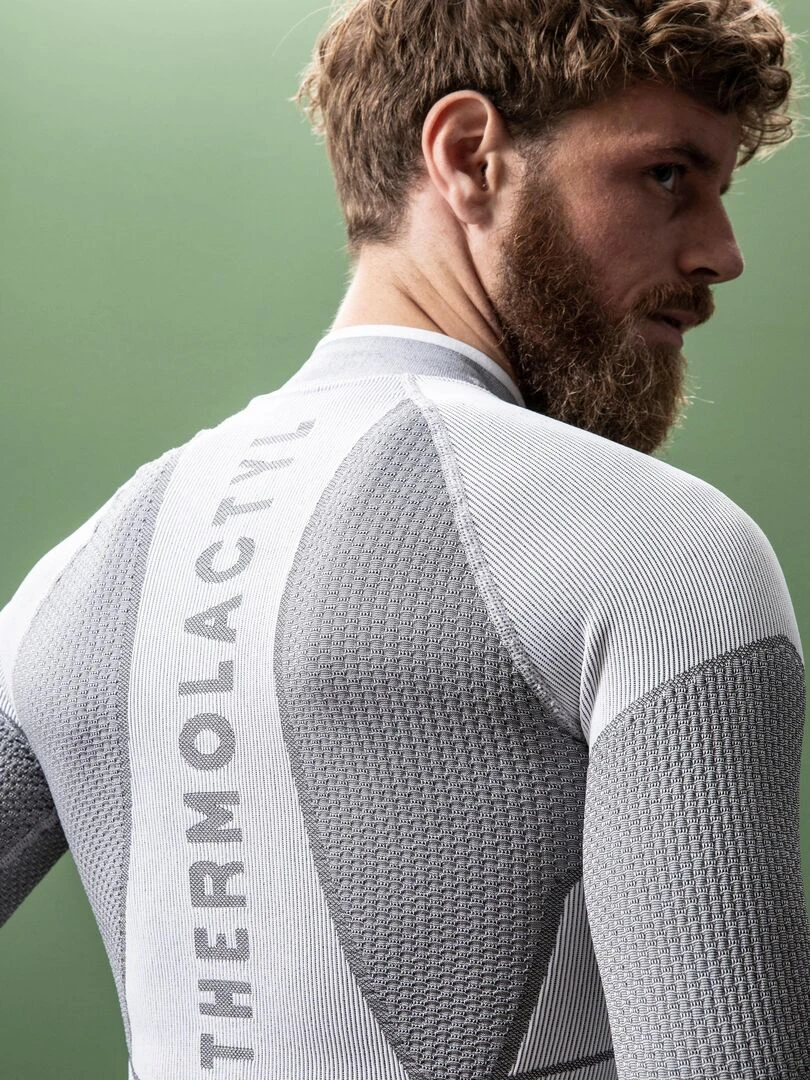 T shirt col zippé Energy Thermolactyl 4 homme   DamartSport   Gris clair