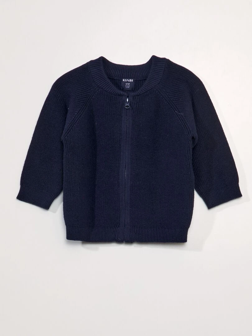 Gilet côtelé zippé Bleu marine