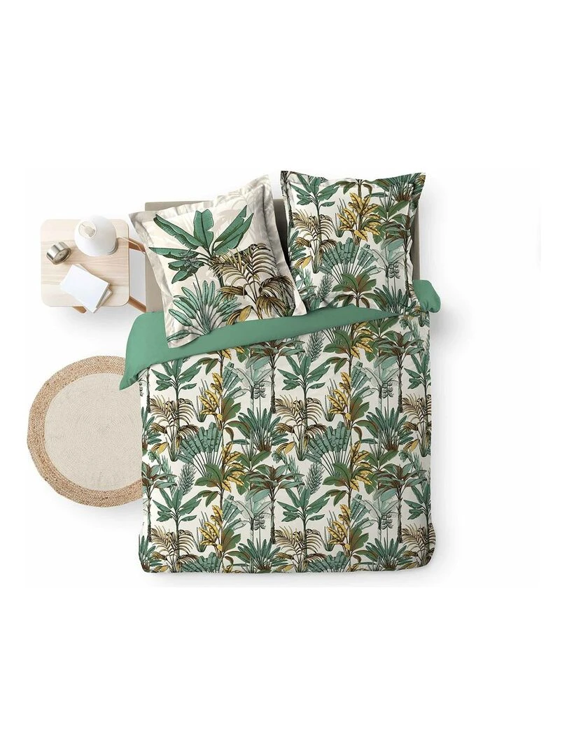 Housse de couette 240x220 + 2 taies Balinesia coton 57 fils   Vert